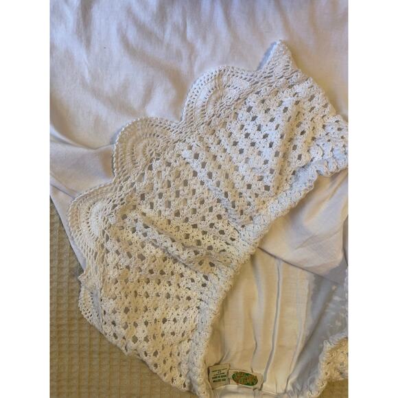 Collections Ect. Boho Cottage Off Shoulder Eyelet Crochet 100% Cotton Top Medium - Picture 8 of 8